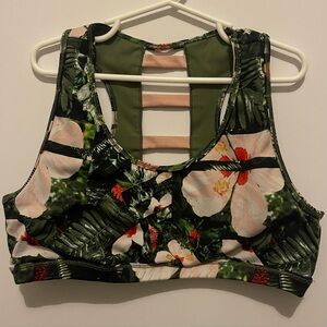 Floral Sports Bra with Tropical Print